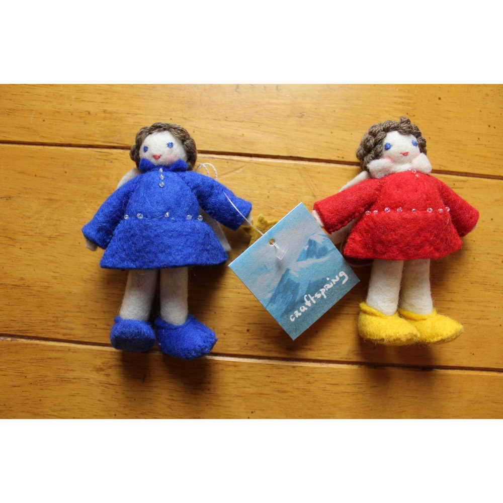 Craftspring Handmade Ornament Holiday Angel Fairy Doll Set of 2 -4" Tall